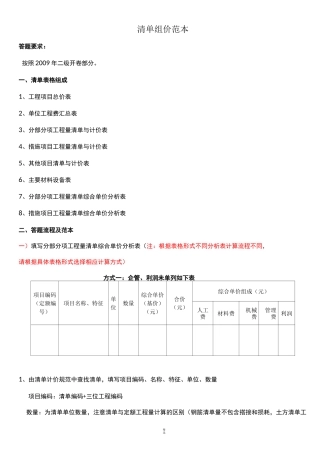 清单组价范本