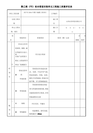 PE管道安装质量评定表