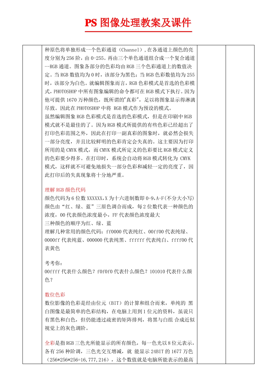 Photoshop教案及课件全套表格版_第3页