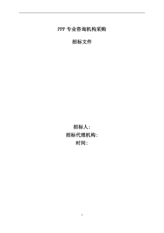 PPP专业咨询机构招标文件