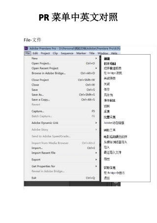 PR菜单中英文对照