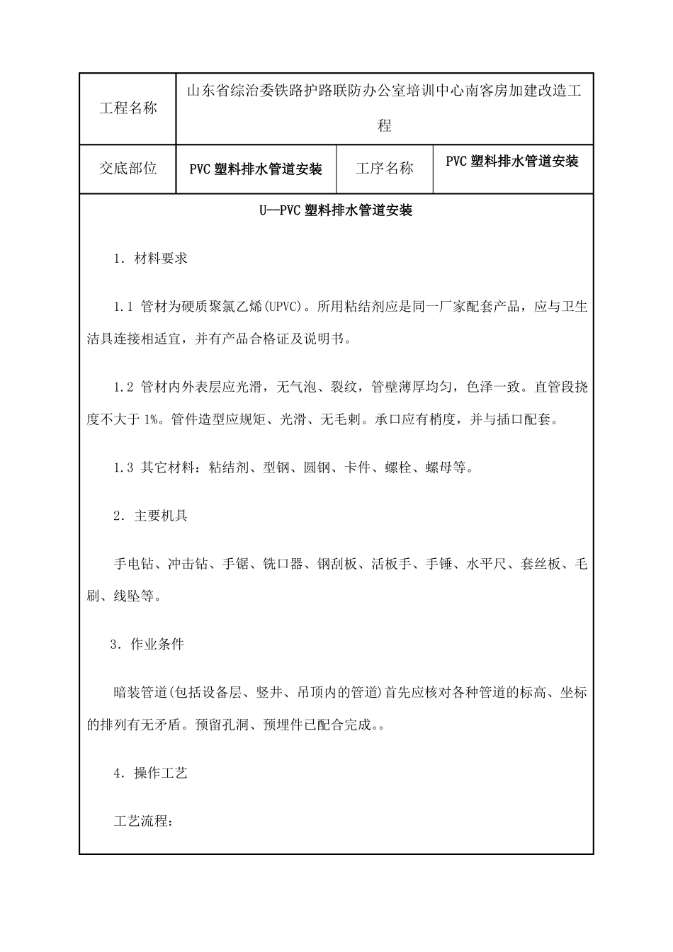 PVC塑料排水管道安装施工工艺_第1页