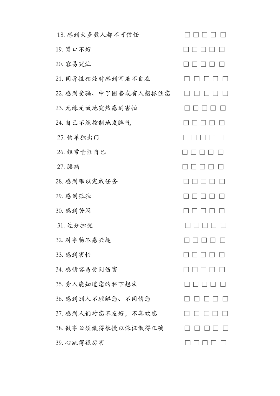 SCL90症状自评量表及评分解释_第2页