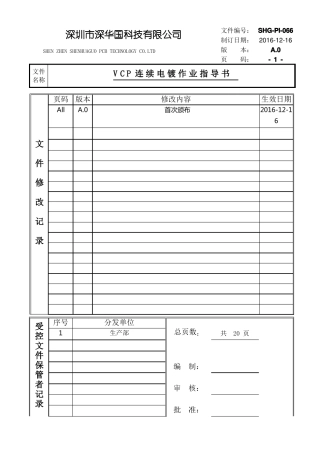 SHG-PI-066VCP连续电镀作业指导书