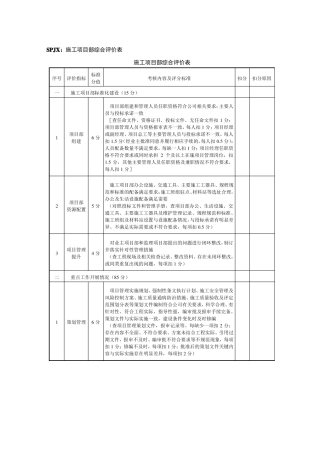 SPJX：施工项目部综合评价表
