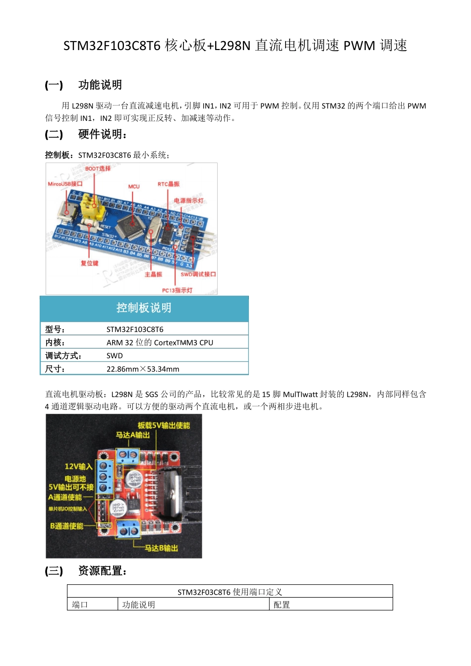 STM32F103C8+L298N_PWM直流电机调速_第1页