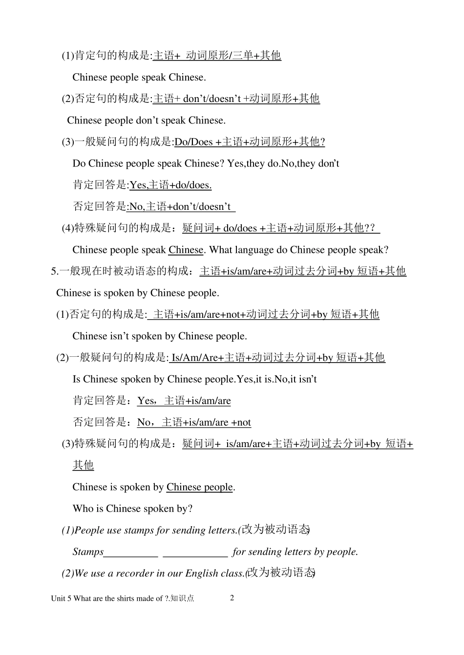 Unit5Whataretheshirtsmadeof知识点整理知识点整理_第2页