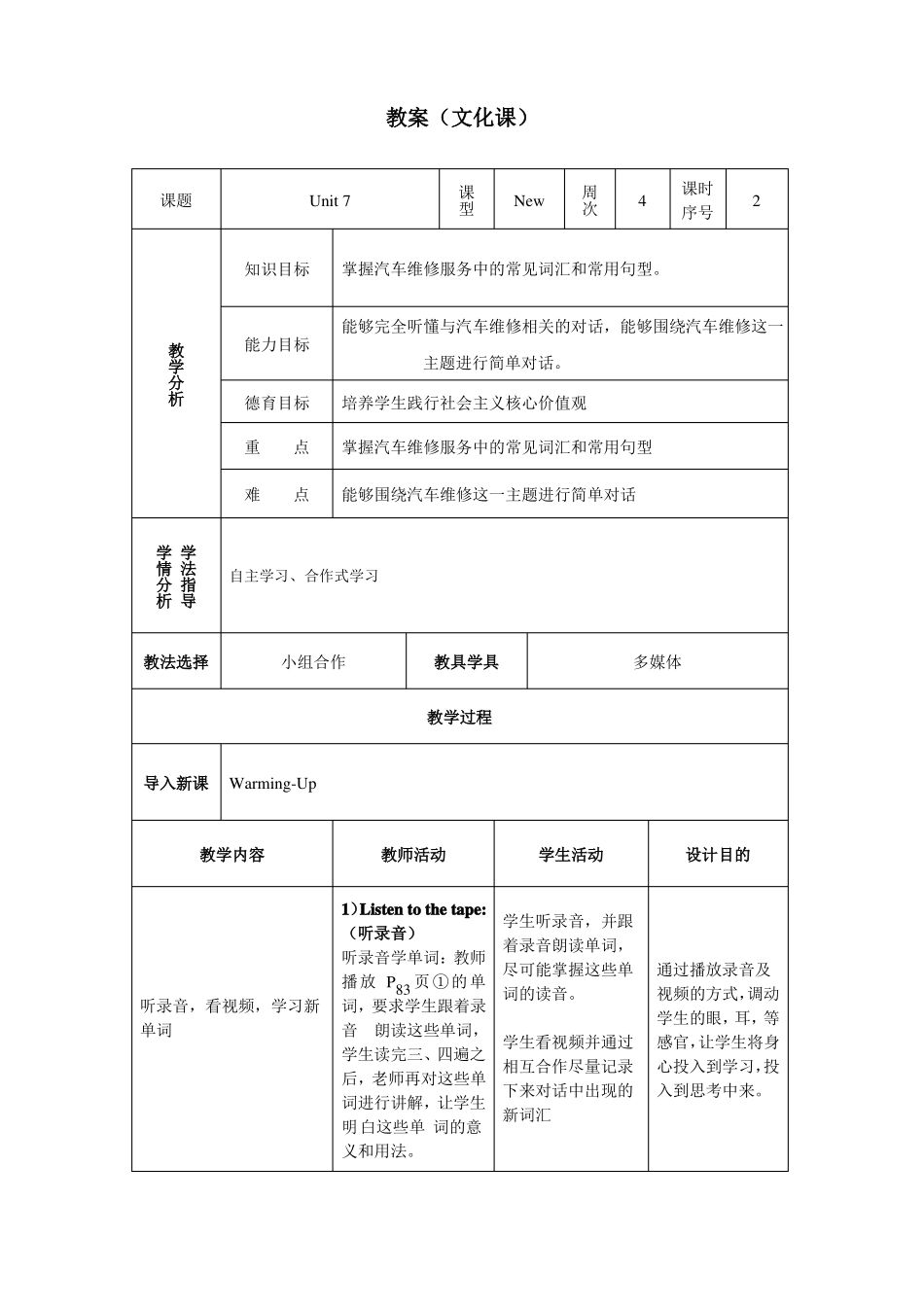 unit7外研社中职英语教案bookII_第3页