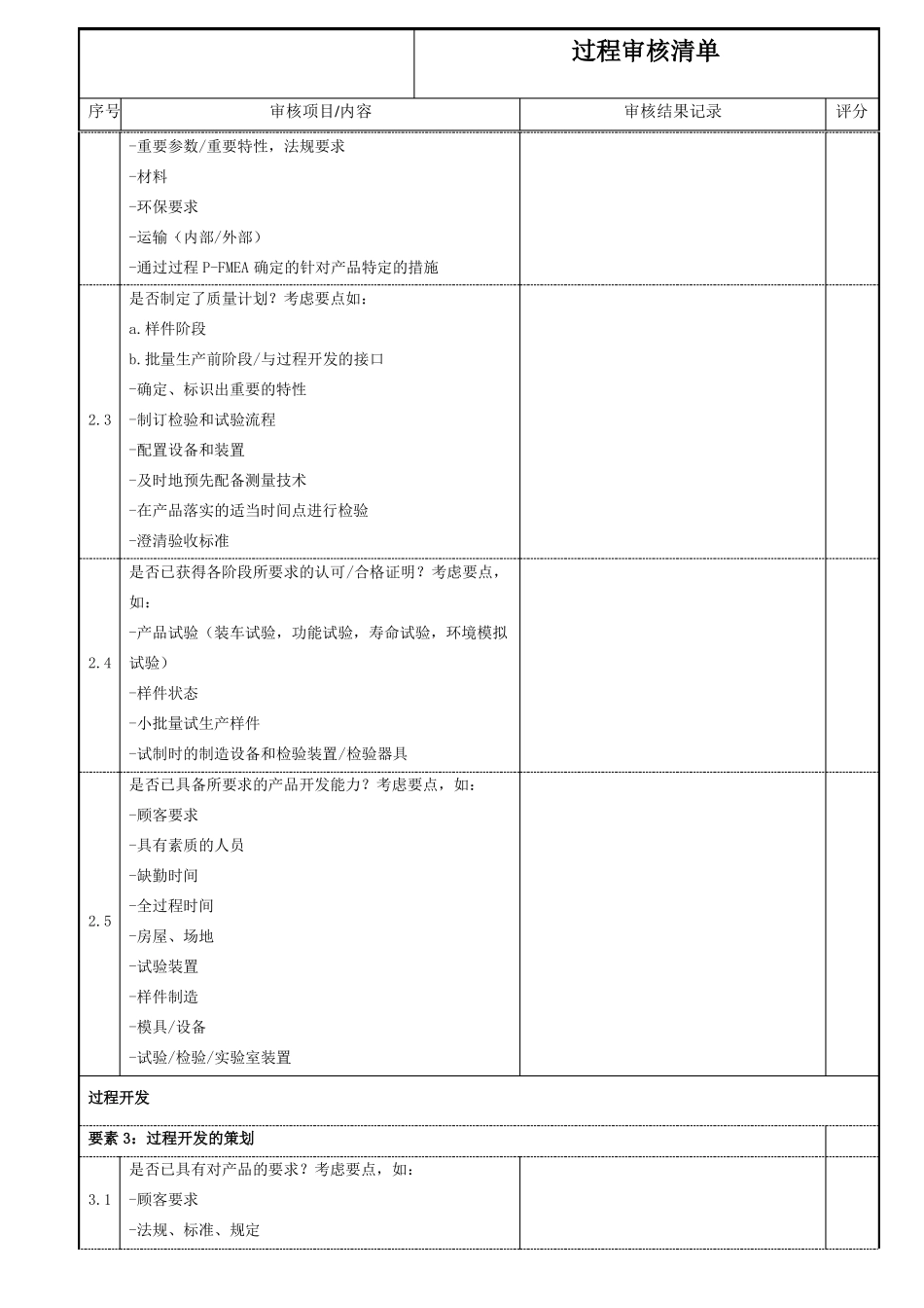 vda过程审核清单_第3页