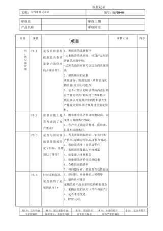 VDA3过程审核记录表八菱