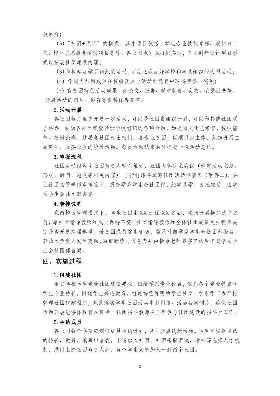 XXXXX大学学院学生社团专业社团建设方案_第2页