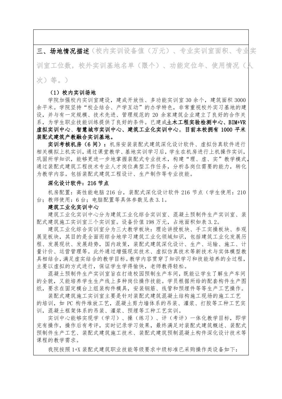 XX学院1+X证书制度试点申报表-装配式建筑构件制作与安装初级_第2页