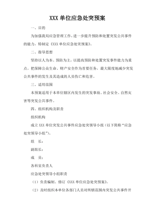 XX应急处突预案