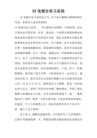 XX电视台实习总结