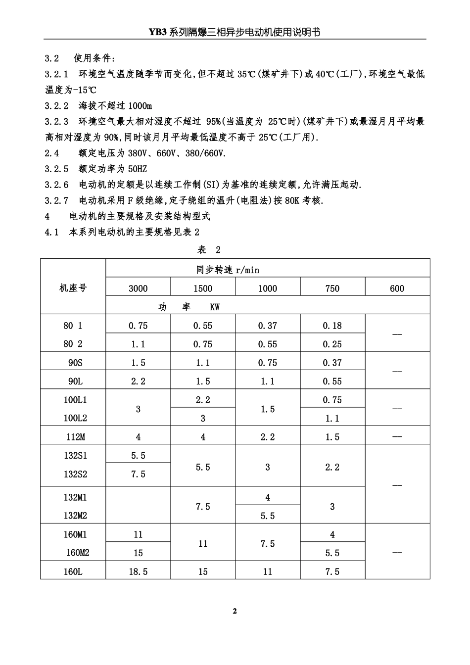 YB3系列隔爆型三相异步电动机使用说明书_第2页
