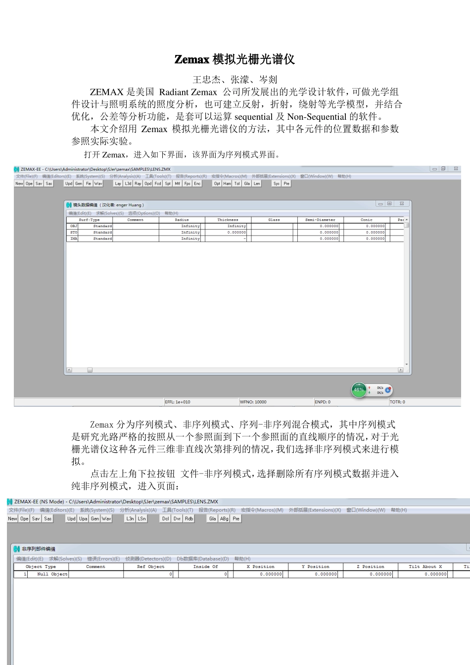 Zemax模拟光栅光谱仪王忠杰、张蒙、岑剡ZEMAX是美国Radiant_第1页