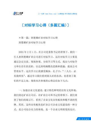 √对标学习心得多篇汇编