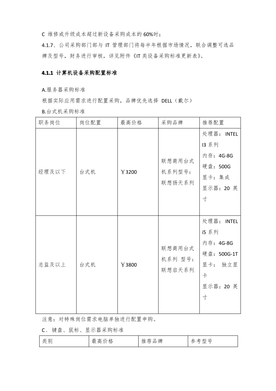 【企业管理制度】IT-类设备采购标准管理制度_第3页
