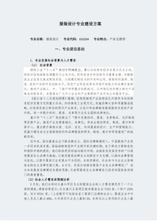 【嘉兴职业技术学院】-服装设计-专业建设方案