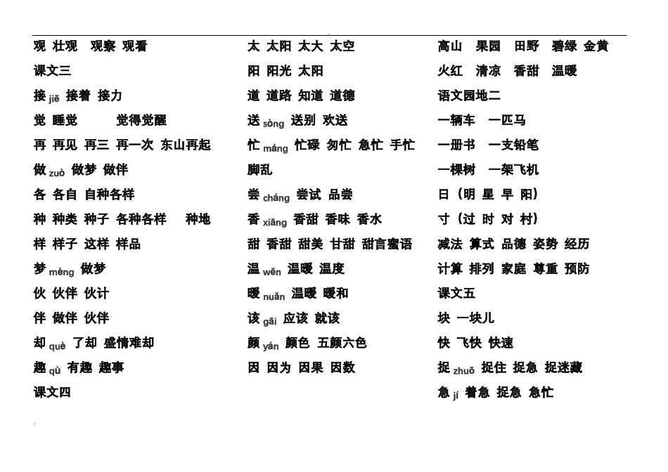 【推荐】一年级语文下册识字表可打印最全版本_第3页