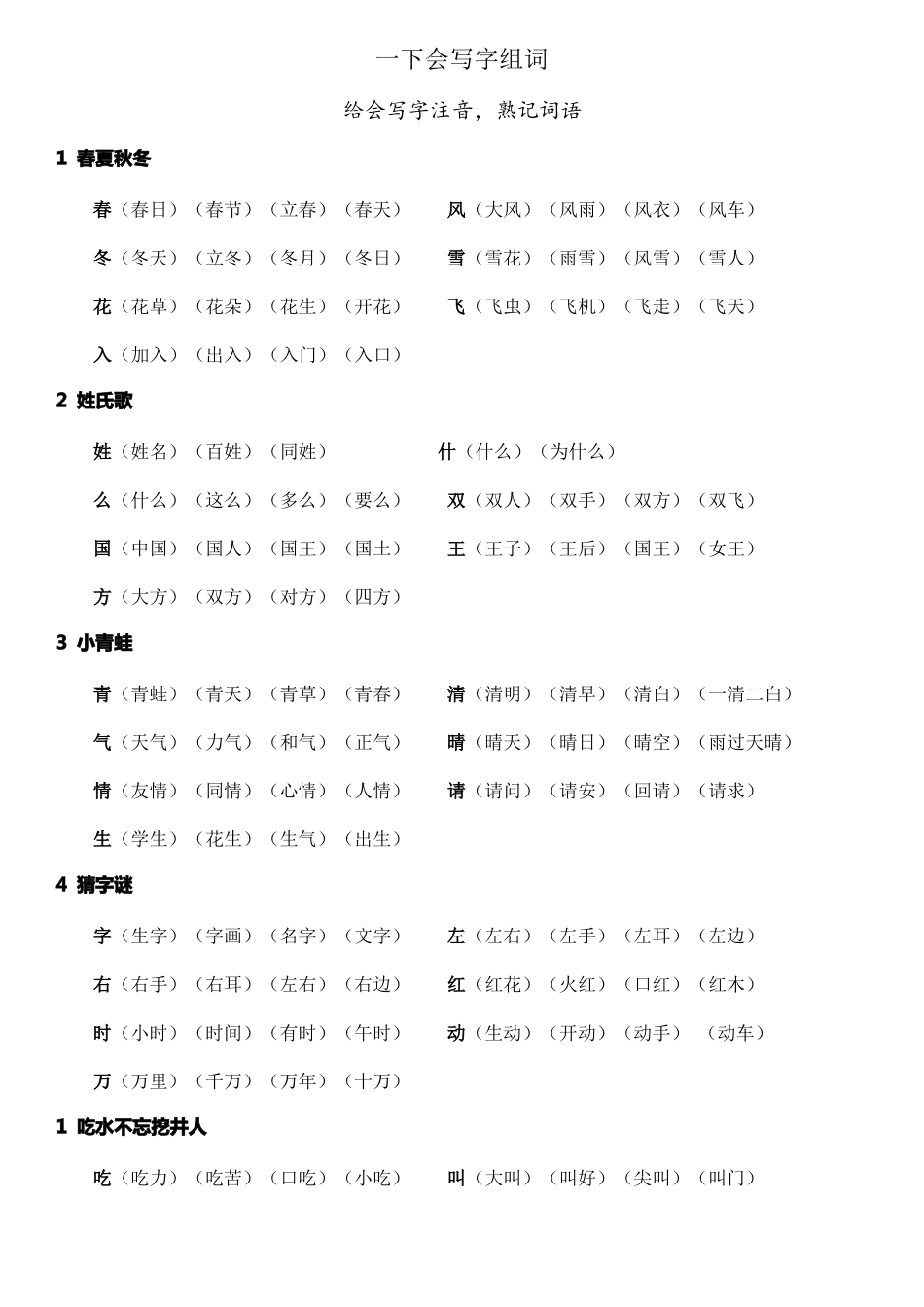 一下会写字组词_第1页