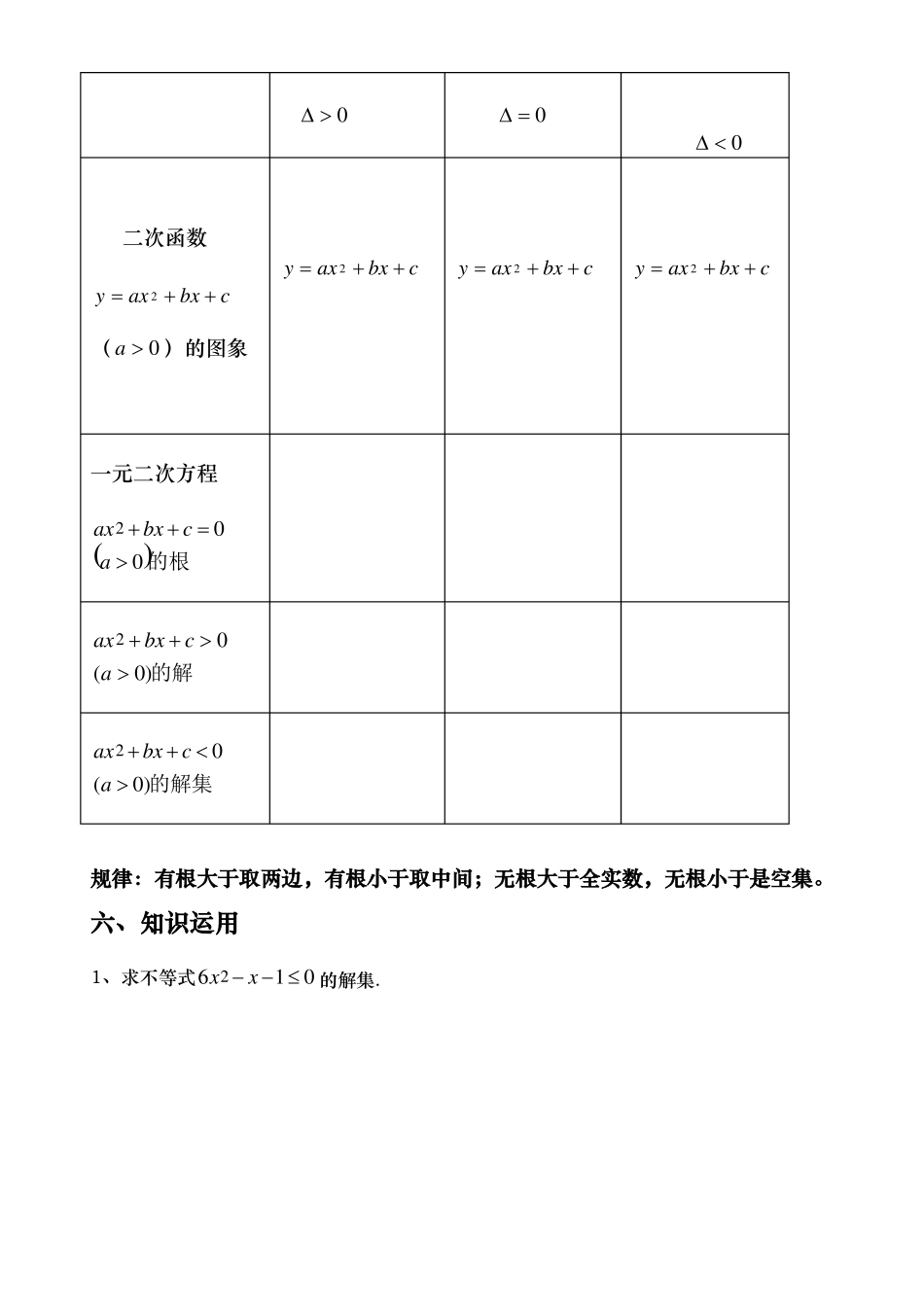 一元二次不等式和解法导学案_第2页