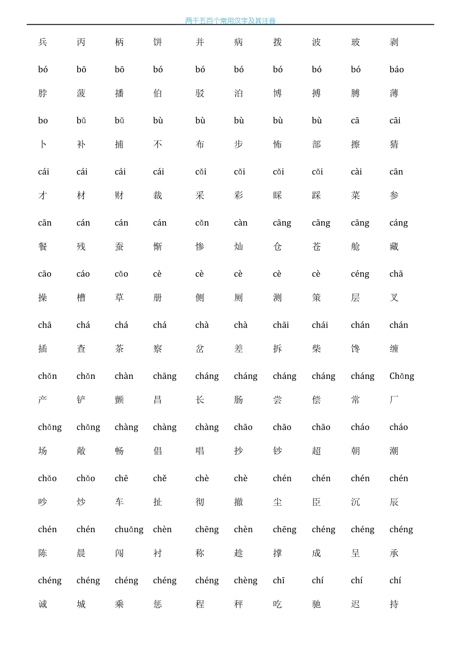 一年级常用汉字大全含拼音_第2页
