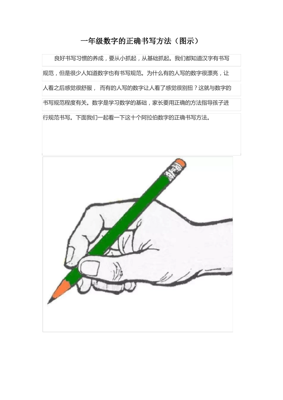 一年级数字的正确书写方法图示_第1页