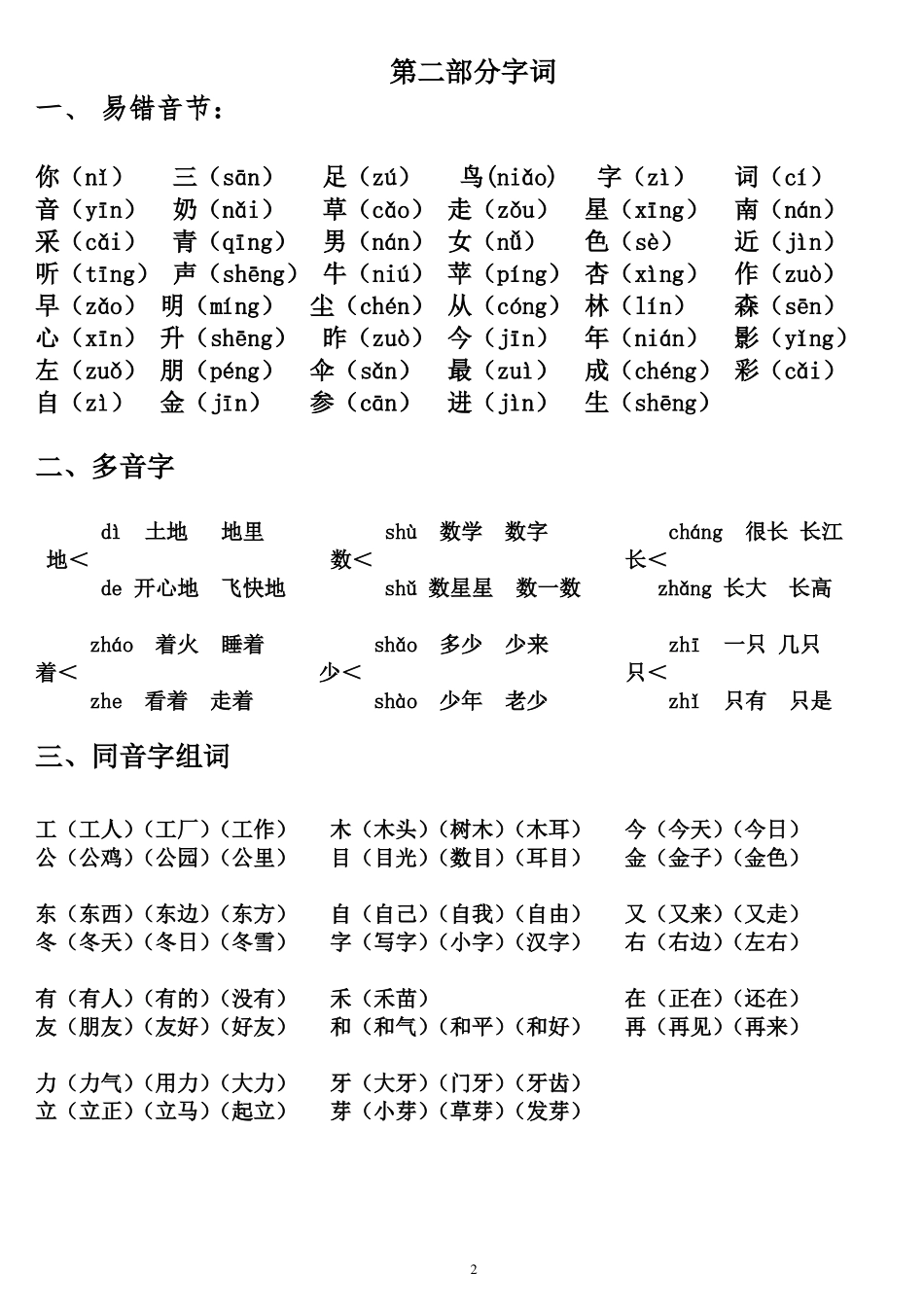 一年级语文复习复习要点_第2页