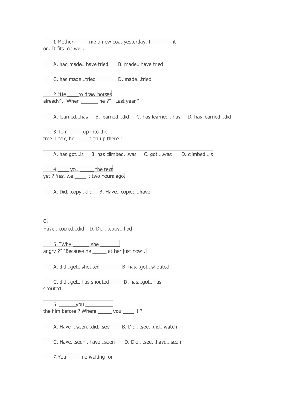 一般过去时,现在完成时练习及答案_第2页