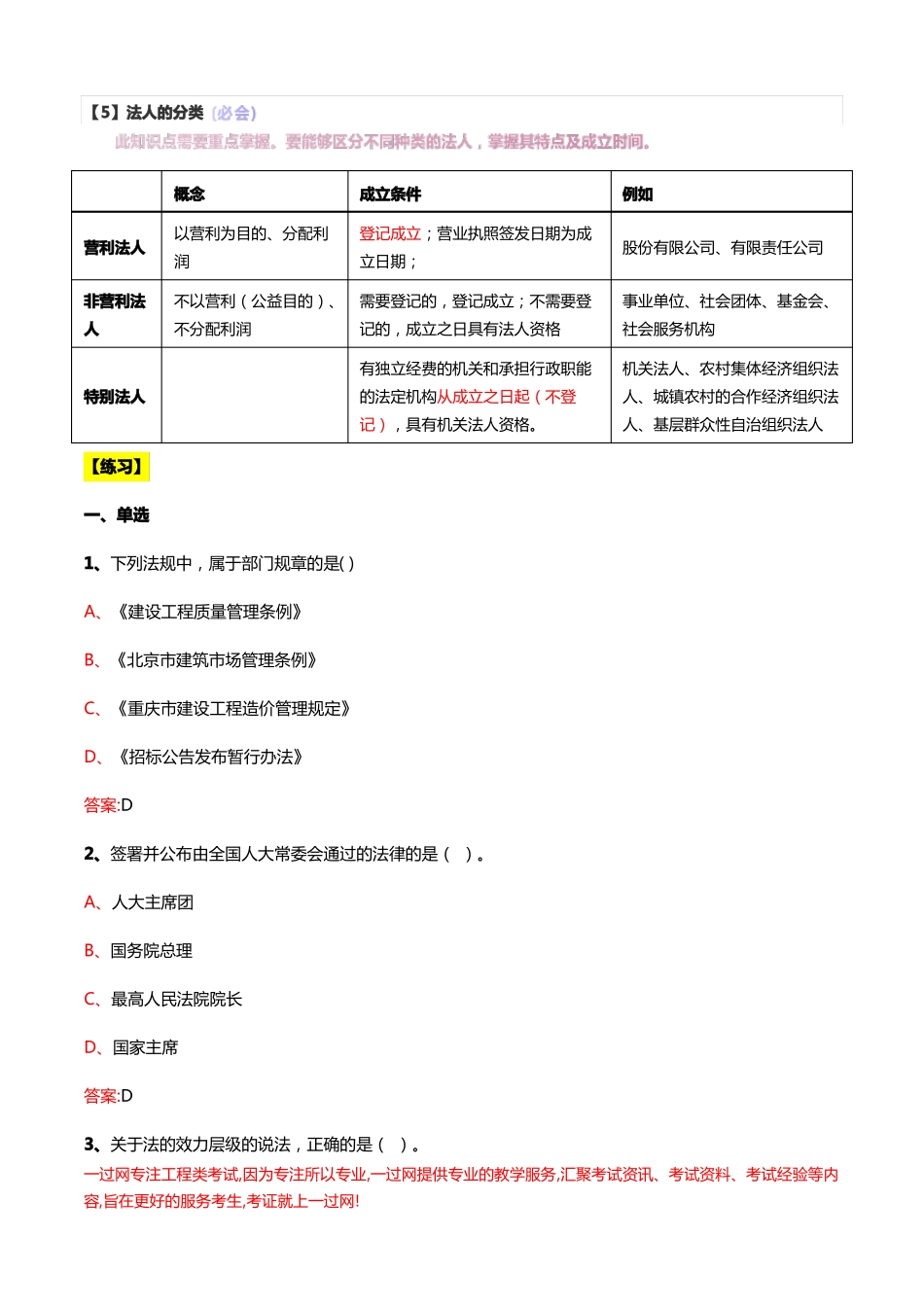 一过网2020年一建法规必考知识点_第3页