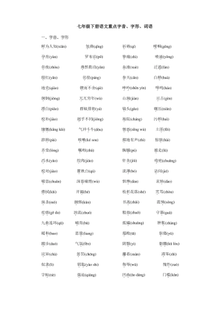 七下词语：重点字音、字形、词语