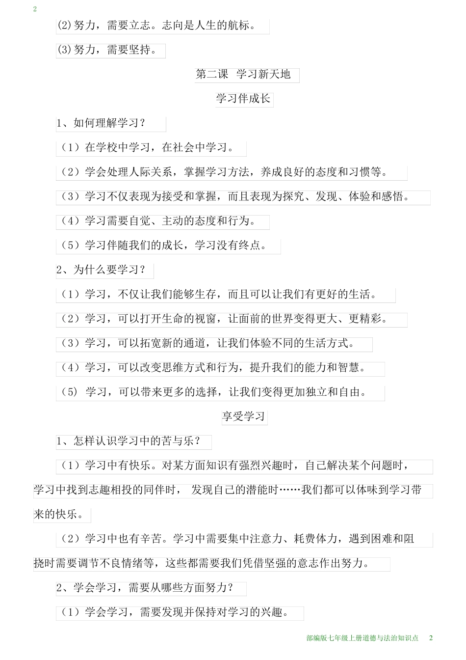 七年级上册道德与法治知识点_第2页