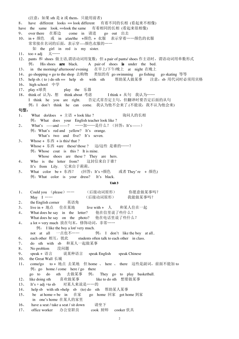 七年级英语知识点归纳_第2页