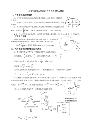 万有引力与天体运动总结与训练
