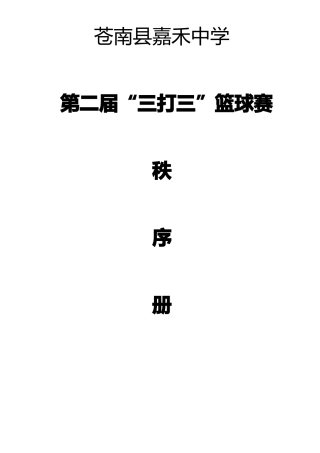 三人制篮球赛比赛秩序册