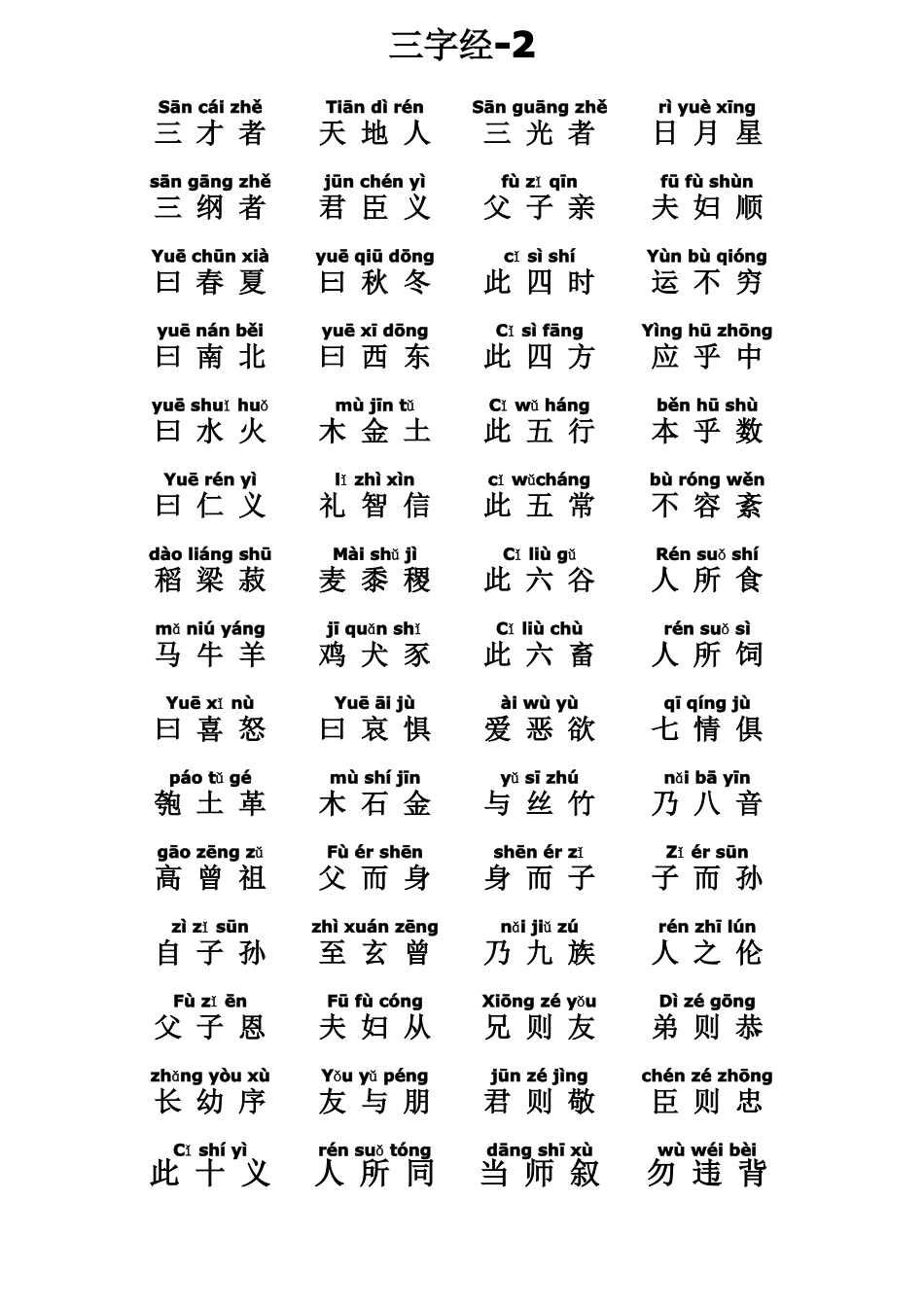 三字经带拼音打印版_第2页