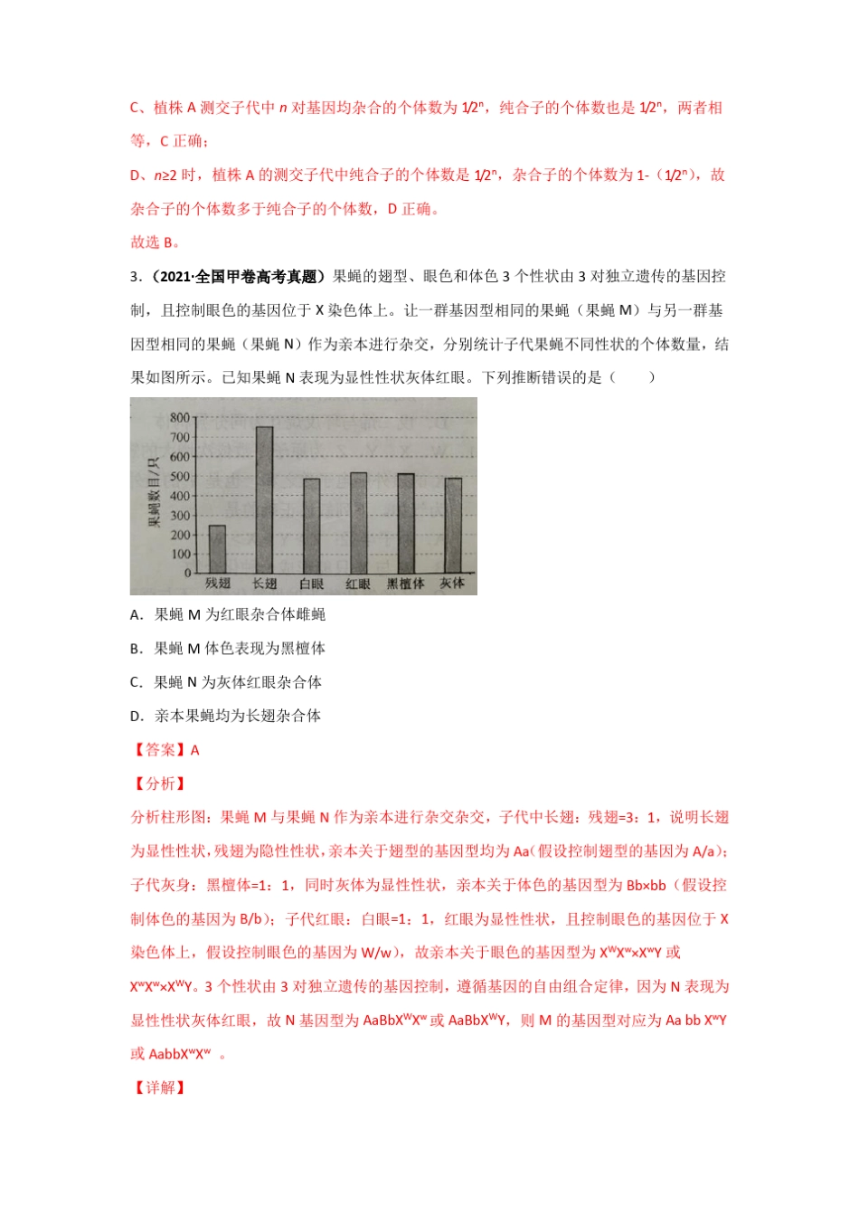 三年高考2019-2021生物试题分项汇编——专题09基因的自由组合定律教师版_第2页