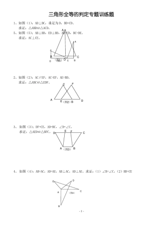 三角形全等的判定专题训练题1