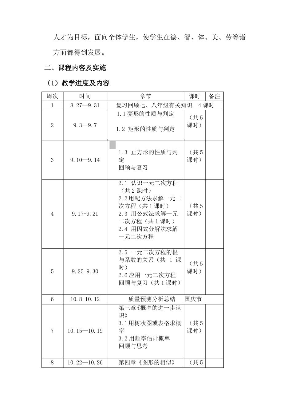 上册九年级数学课程纲要_第3页