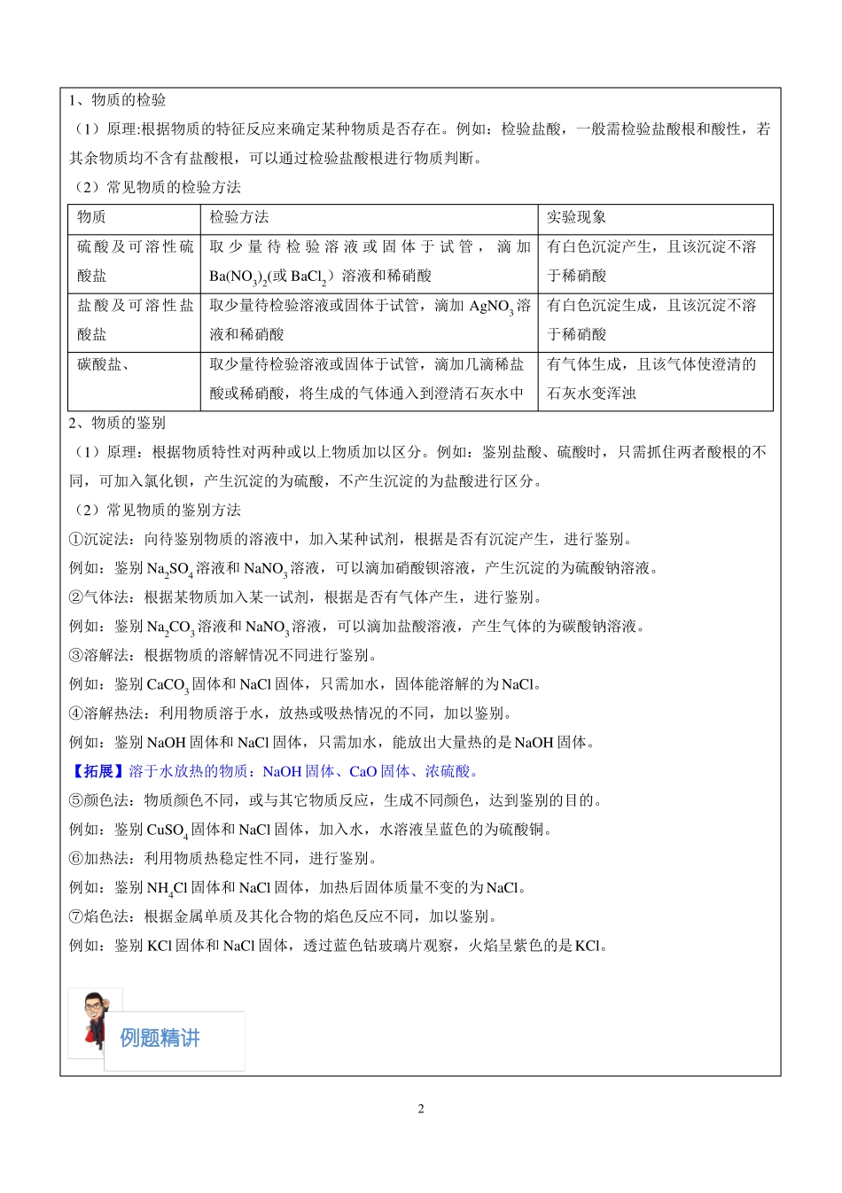 上海初三二模冲刺化学专题复习讲义-物质的检验、鉴别、分离与除杂_第2页