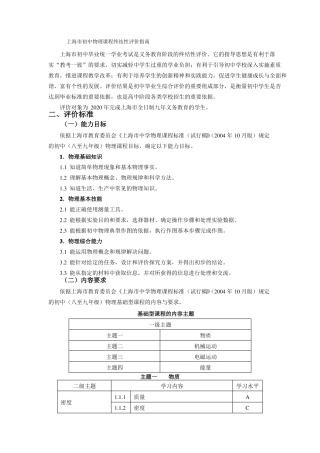 上海最新2021中考物理考纲扫描版