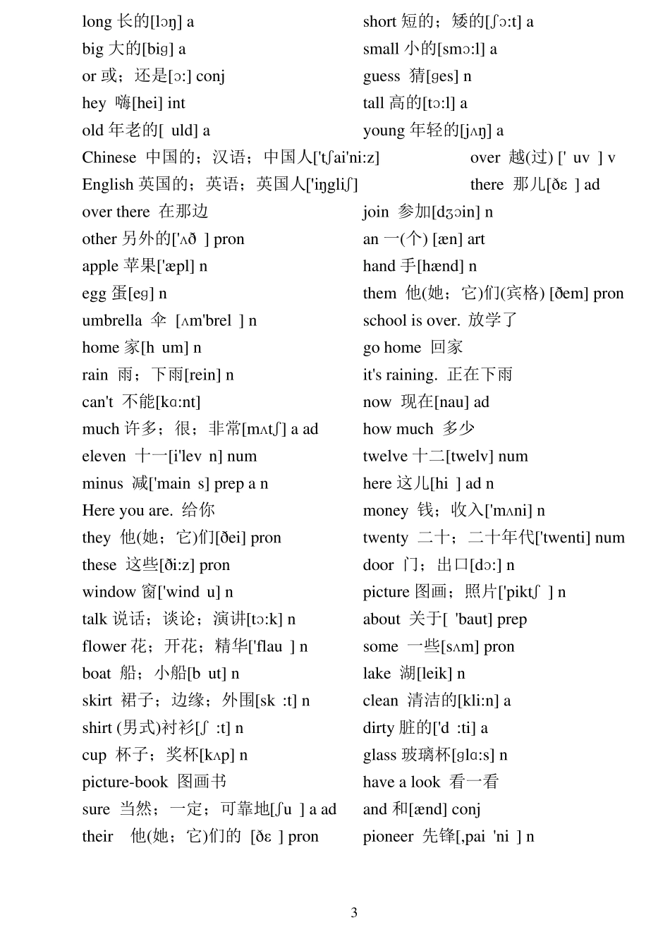 上海版牛津小学英语全部单词带音标个人校对版_第3页