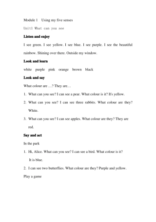 上海牛津版二年级下册英语全册教材内容