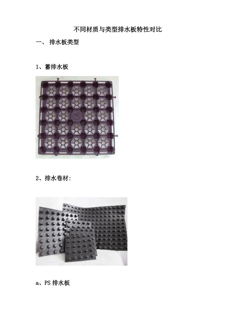 不同材质与类型排水板特性对比_第1页