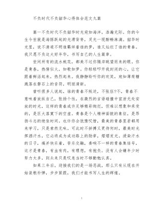 不负时代不负韶华心得体会范文九篇