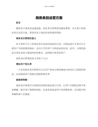 商务类目运营方案