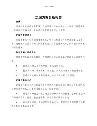 定编方案分析报告