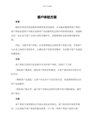 客户体验方案