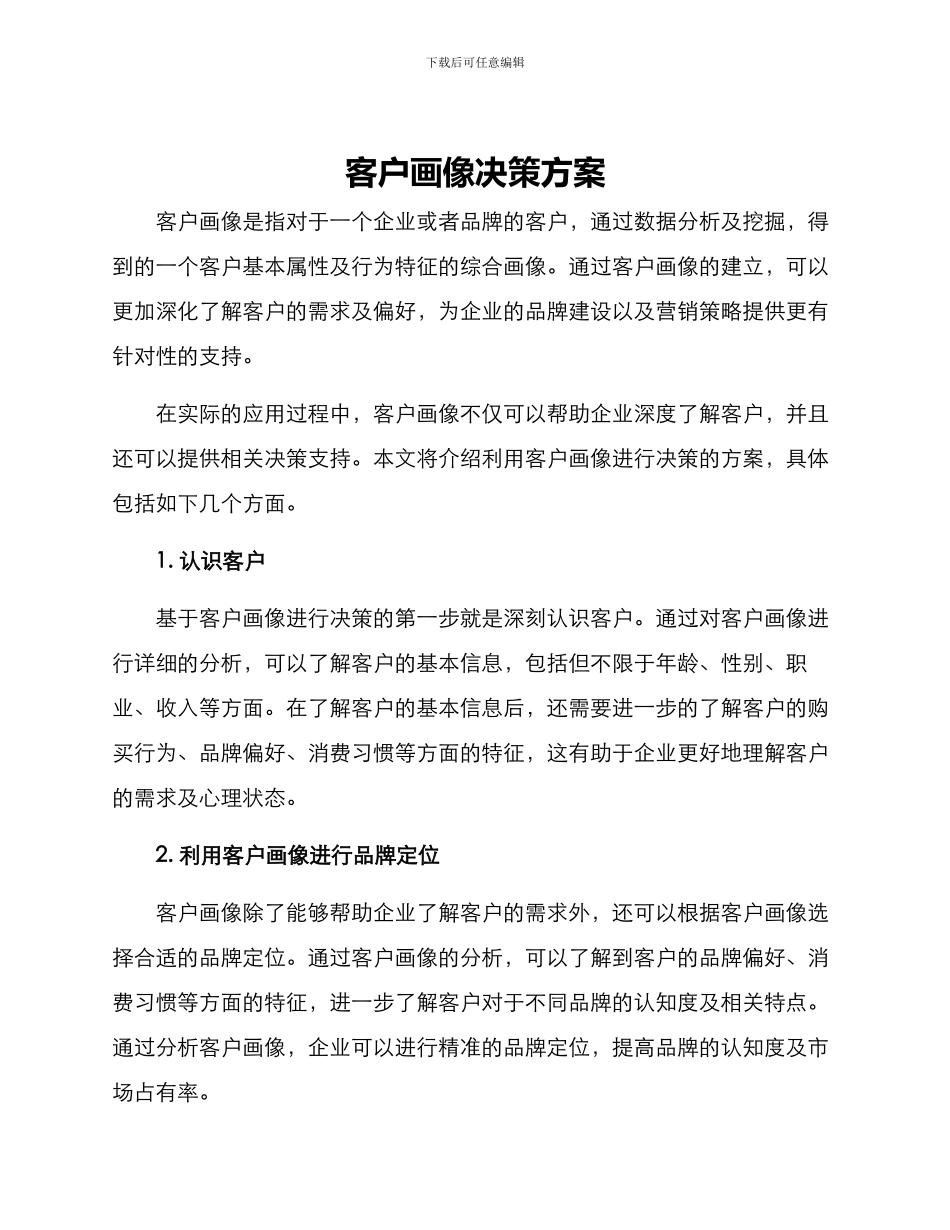 客户画像决策方案_第1页